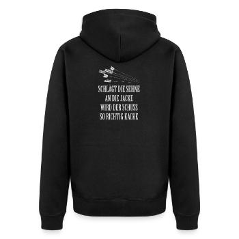 Bogenschießen - Unisex Premium Bio Zip Hoodie - Schwarz - Hinten - Nico (187cm)