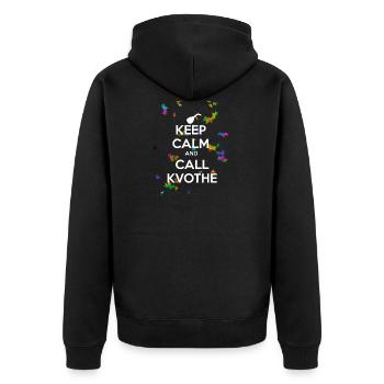 RUFEN SIE KVOTHE - Unisex Premium Bio Zip Hoodie - Schwarz - Hinten - Nico (187cm)