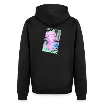 Vaporwave Head - Unisex Premium Bio Zip Hoodie - Schwarz - Hinten - Nico (187cm)