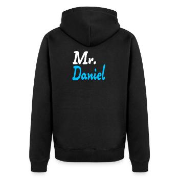 Mr. Daniel - Unisex Premium Bio Zip Hoodie - Schwarz - Hinten - Nico (187cm)
