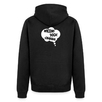2705 Nein doch Ohhh - Unisex Premium Bio Zip Hoodie - Schwarz - Hinten - Nico (187cm)
