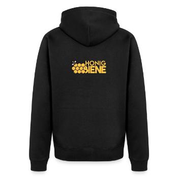 HONIGBIENE - Unisex Premium Bio Zip Hoodie - Schwarz - Hinten - Nico (187cm)
