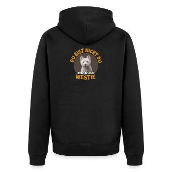 DU BIST NICHT DU OHNE DEINEN WESTIE - Unisex Premium Bio Zip Hoodie - Schwarz - Hinten - Nico (187cm)