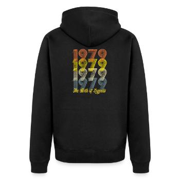 1979, 40. Geburtstag, Geburtstag, Geschenk, Ideen - Unisex Premium Bio Zip Hoodie - Schwarz - Hinten - Nico (187cm)