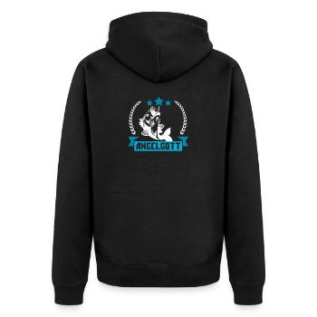 Angelgott Angeln Fisch Fische See Geschenk Idee - Unisex Premium Bio Zip Hoodie - Schwarz - Hinten - Nico (187cm)