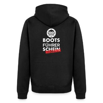 Bootsführerschein bestanden Boot Meer Motorboot - Unisex Premium Bio Zip Hoodie - Schwarz - Hinten - Nico (187cm)