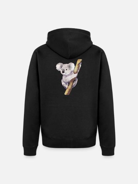 Koala 01 - Unisex Premium Organic Zip Hoodie - black