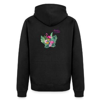 Pink Flamingo with Flowers Summer Design Germany - Veste à capuche bio Premium Unisexe - noir - Dos - Nico (187cm)