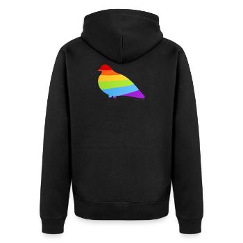 Tauben-Pride: Flagge der Vielfalt! - Unisex Premium Bio Zip Hoodie - Schwarz - Hinten - Nico (187cm)