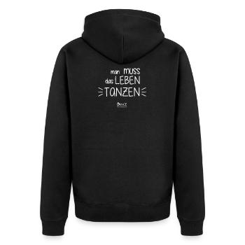 Dance und Fitness - Unisex Premium Bio Zip Hoodie - Schwarz - Hinten - Nico (187cm)
