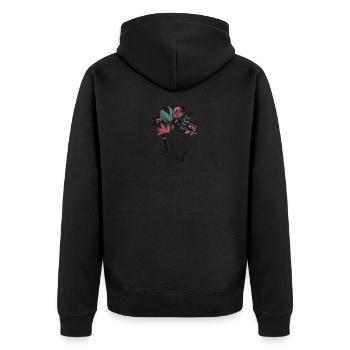 Vintage Blumen - Unisex Premium Bio Zip Hoodie - Schwarz - Hinten - Nico (187cm)