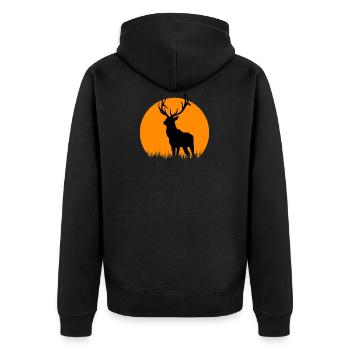 deer - Unisex Premium Organic Zip Hoodie - black - Back - Nico (187cm)