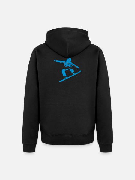 Snowboard, Snowboarder und Berge - Unisex Premium Bio Zip Hoodie - Schwarz