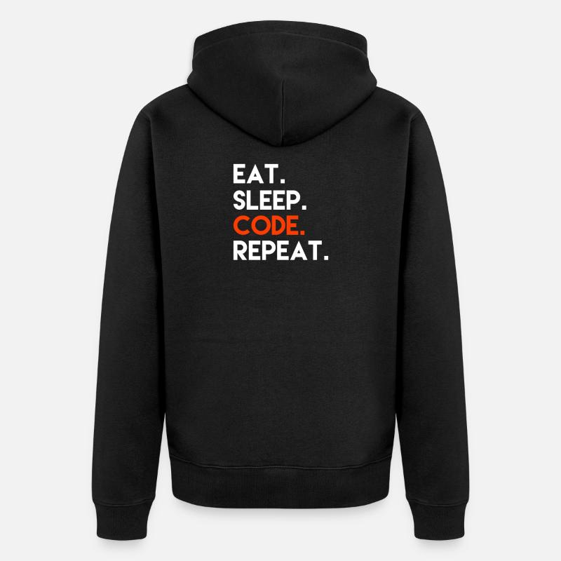 Eat Sleep Code Repeat - Unisex Premium Organic Zip Hoodie - black
