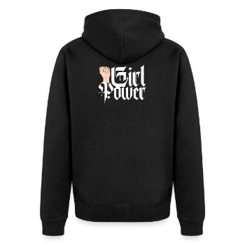 GIRL POWER Style - Unisex Premium Bio Zip Hoodie - Schwarz - Hinten - Nico (187cm)
