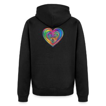Rainbow Heart - Unisex Premium Organic Zip Hoodie - black - Back - Nico (187cm)