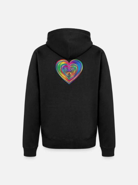 Rainbow Heart - Unisex Premium Organic Zip Hoodie - black