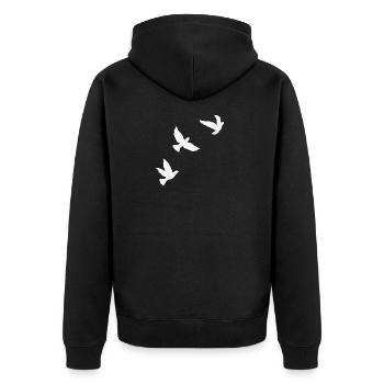 3 oiseaux volants blancs - Veste à capuche bio Premium Unisexe - noir - Dos - Nico (187cm)