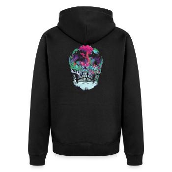 Skull nature - Unisex Premium Organic Zip Hoodie - black - Back - Nico (187cm)