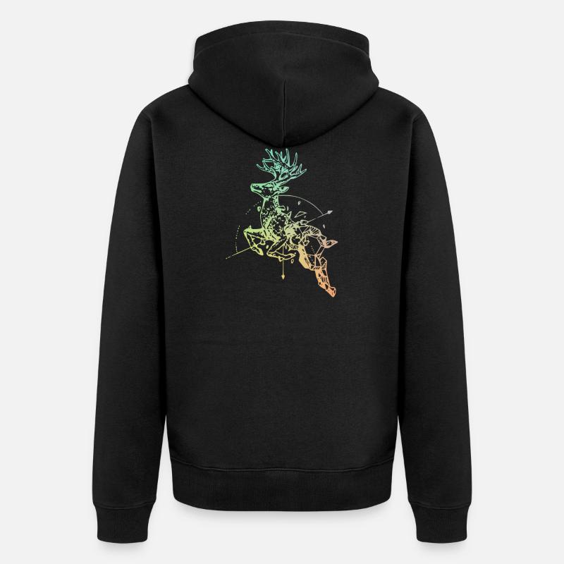 Hirsch mit Kompass - Unisex Premium Bio Zip Hoodie - Schwarz