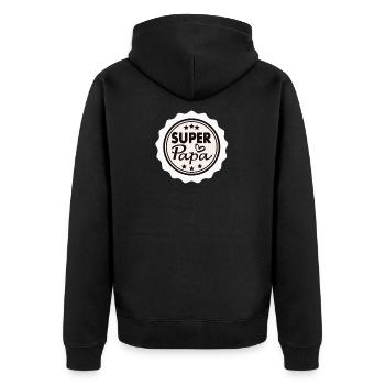 super dad - Unisex Premium Organic Zip Hoodie - black - Back - Nico (187cm)