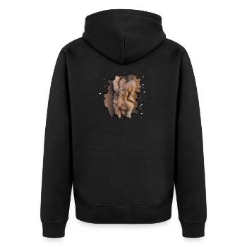Stellung 4 - Unisex Premium Bio Zip Hoodie - Schwarz - Hinten - Nico (187cm)
