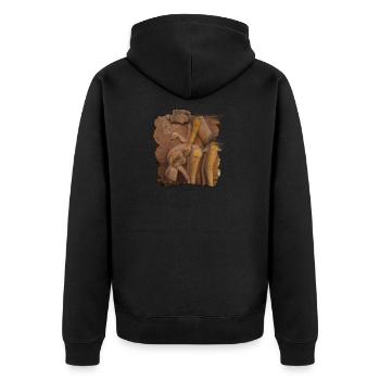 stellung 3 - Unisex Premium Bio Zip Hoodie - Schwarz - Hinten - Nico (187cm)