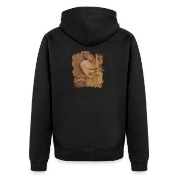 Stellung 7 - Unisex Premium Bio Zip Hoodie - Schwarz - Hinten - Nico (187cm)
