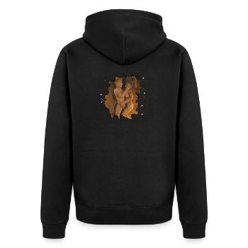 Stellung 11 - Unisex Premium Bio Zip Hoodie - Schwarz - Hinten - Nico (187cm)