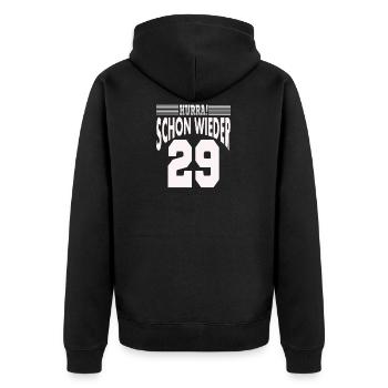 Schon wieder 29. 30. Geburtstag - Unisex Premium Bio Zip Hoodie - Schwarz - Hinten - Nico (187cm)