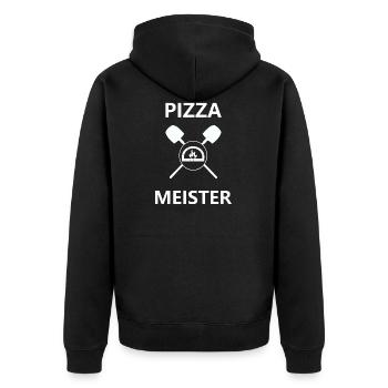 Pizza, Pizzaria, Italien - Unisex Premium Bio Zip Hoodie - Schwarz - Hinten - Nico (187cm)