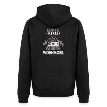echte Kerle fahren Wohnmobil - Unisex Premium Bio Zip Hoodie - Schwarz - Hinten - Nico (187cm)
