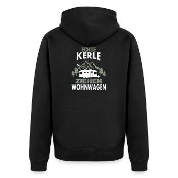 Echte Kerle ziehen Wohnwagen - Unisex Premium Bio Zip Hoodie - Schwarz - Hinten - Nico (187cm)