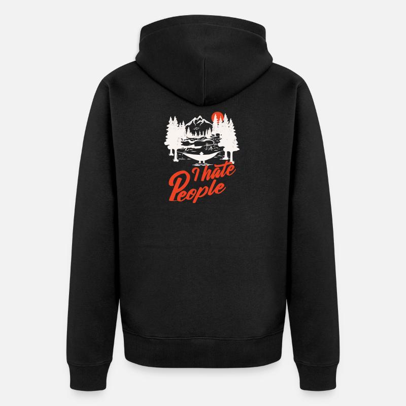 I hate People - Unisex Premium Bio Zip Hoodie - Schwarz