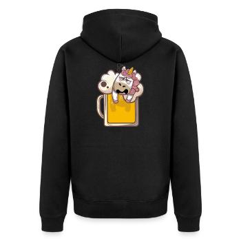 Einhorn Bier Mallorca Motto Partnerlook Party - Unisex Premium Bio Zip Hoodie - Schwarz - Hinten - Nico (187cm)