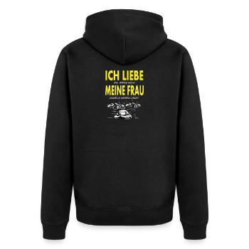 Ich Liebe meine Frau - Unisex Premium Bio Zip Hoodie - Schwarz - Hinten - Nico (187cm)
