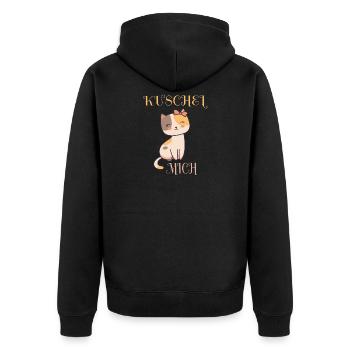 Katze Mietze Stubentiger kuscheln Liebe Geschenk - Unisex Premium Bio Zip Hoodie - Schwarz - Hinten - Nico (187cm)