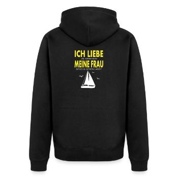Ich Liebe meine Frau - Unisex Premium Bio Zip Hoodie - Schwarz - Hinten - Nico (187cm)
