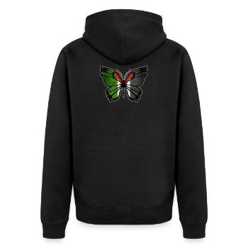 Palästina-Schmetterling - Unisex Premium Bio Zip Hoodie - Schwarz - Hinten - Nico (187cm)