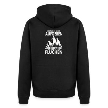 Ich werde nicht aufgeben - Unisex Premium Bio Zip Hoodie - Schwarz - Hinten - Nico (187cm)