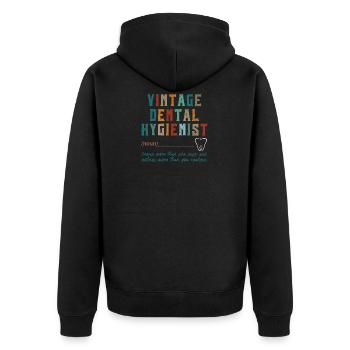 Hygiéniste dentaire vintage - Veste à capuche bio Premium Unisexe - noir - Dos - Nico (187cm)