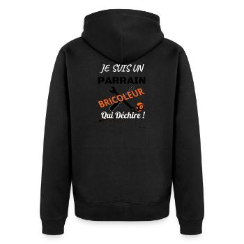 Je suis un parrain bricoleur qui déchire ! - Veste à capuche bio Premium Unisexe - noir - Dos - Nico (187cm)