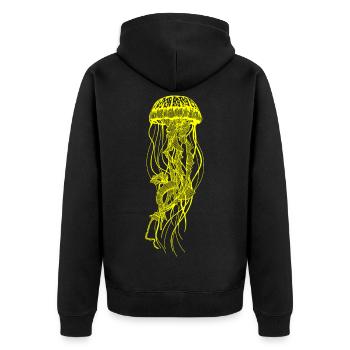 Méduse Medusa | Jellyfish Line Art Monochromatique - Veste à capuche bio Premium Unisexe - noir - Dos - Nico (187cm)