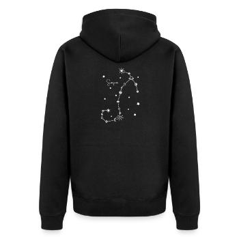 Skorpion / Scorpio, Sternzeichen, Himmel, Planeten - Unisex Premium Bio Zip Hoodie - Schwarz - Hinten - Nico (187cm)
