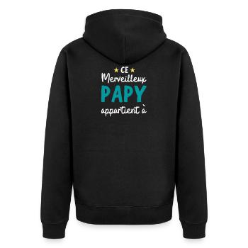 THIS WONDERFUL GRAPY BELONGS TO PERSONALIZED - Unisex Premium Organic Zip Hoodie - black - Back - Nico (187cm)