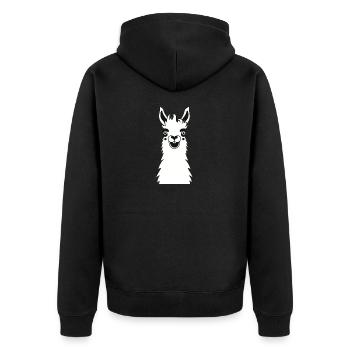 Llama lama alpaca - Unisex Premium Bio Zip Hoodie - Schwarz - Hinten - Nico (187cm)