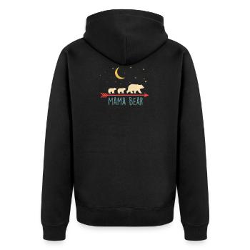 Retro Mama Bear with 2 Cubs - Unisex Premium Organic Zip Hoodie - black - Back - Nico (187cm)