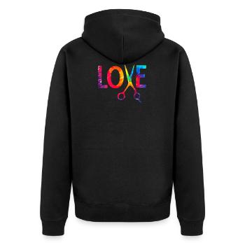 Amour ciseaux ciseaux à cheveux coiffeur mignon cadeau - Veste à capuche bio Premium Unisexe - noir - Dos - Nico (187cm)