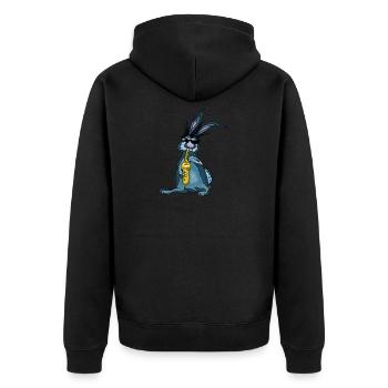 Hase Saxophon - Unisex Premium Bio Zip Hoodie - Schwarz - Hinten - Nico (187cm)
