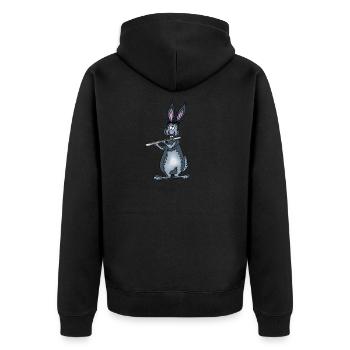 Hase Querflöte - Unisex Premium Bio Zip Hoodie - Schwarz - Hinten - Nico (187cm)